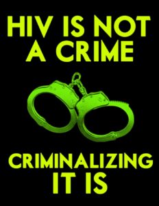 HIV is not a crime, criminalizing it is, poster