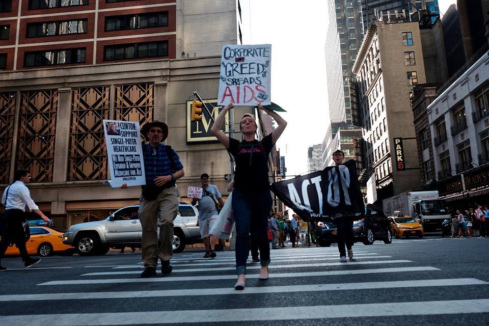 ACT UP Demands Clinton Support Robin Hood Tax & Single Payer