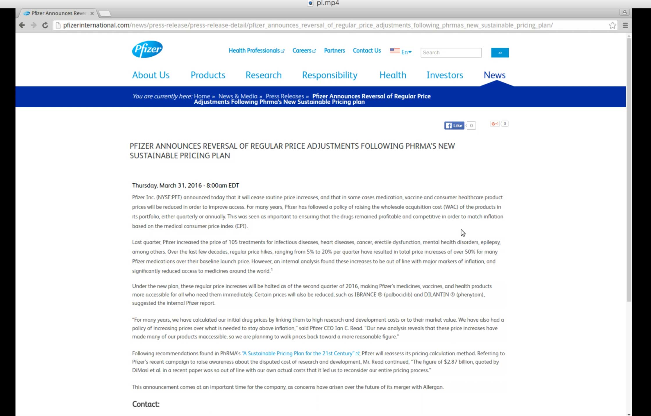 Story Appearing on PfizerInternational.com - April Fools Site - Click for HIGH RES