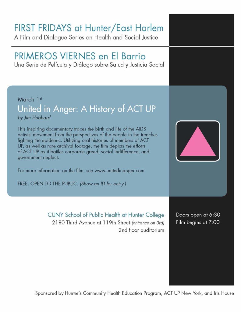 ACT UP/NY Co-sponsors Showing of "United in Anger"