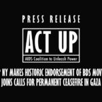 ACT UP ENDORSEMENT OF BDS MOVEMENT PRESS RELEASE: Tuesday, January 23, 2024