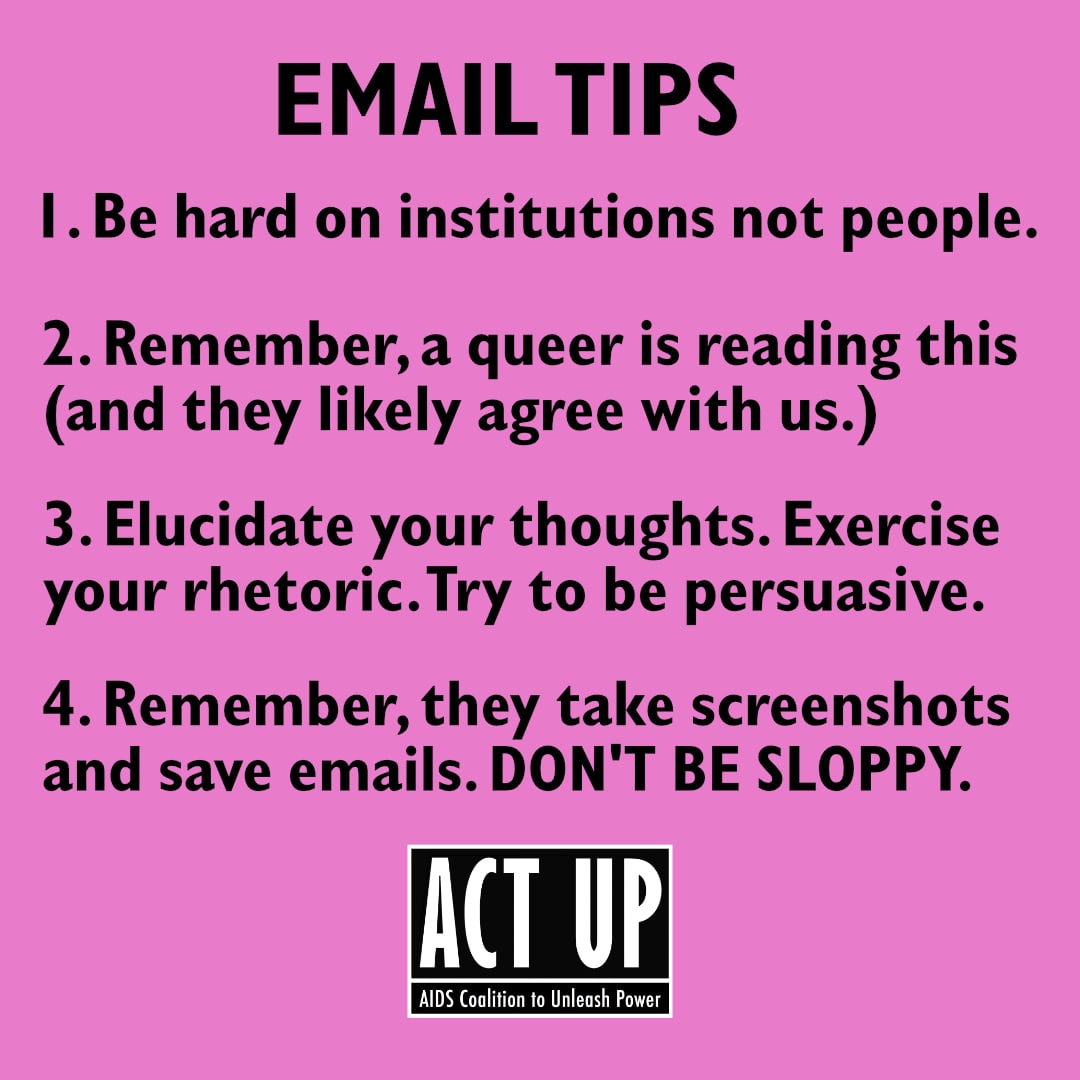 ACT UP Halfway through Pride Email Blast Tips
