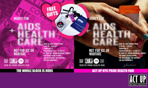 ACT UP Pride Health Fair 2026 Sun. 6/28, 12-5pm