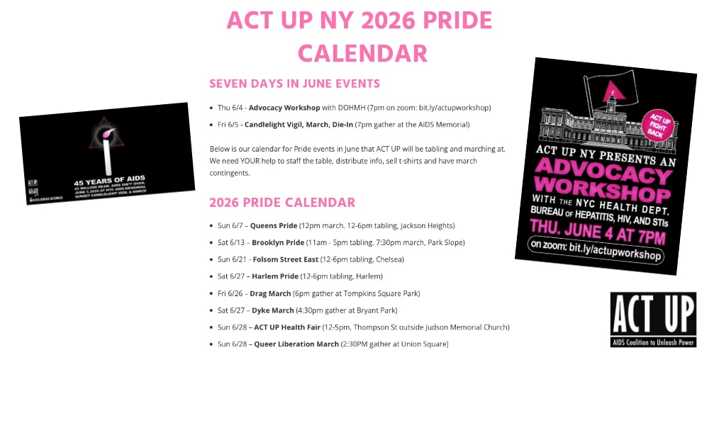 ACT UP NY 2026 Pride Calendar